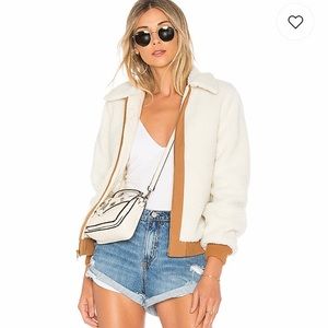 Lover + Friends Simone Faux Fur Jacket in Ivory